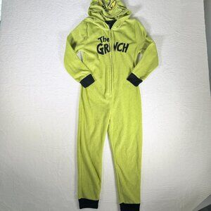 The Grinch Pajamas One Piece Zip Costume Christmas Fleece Hooded Size M 8
